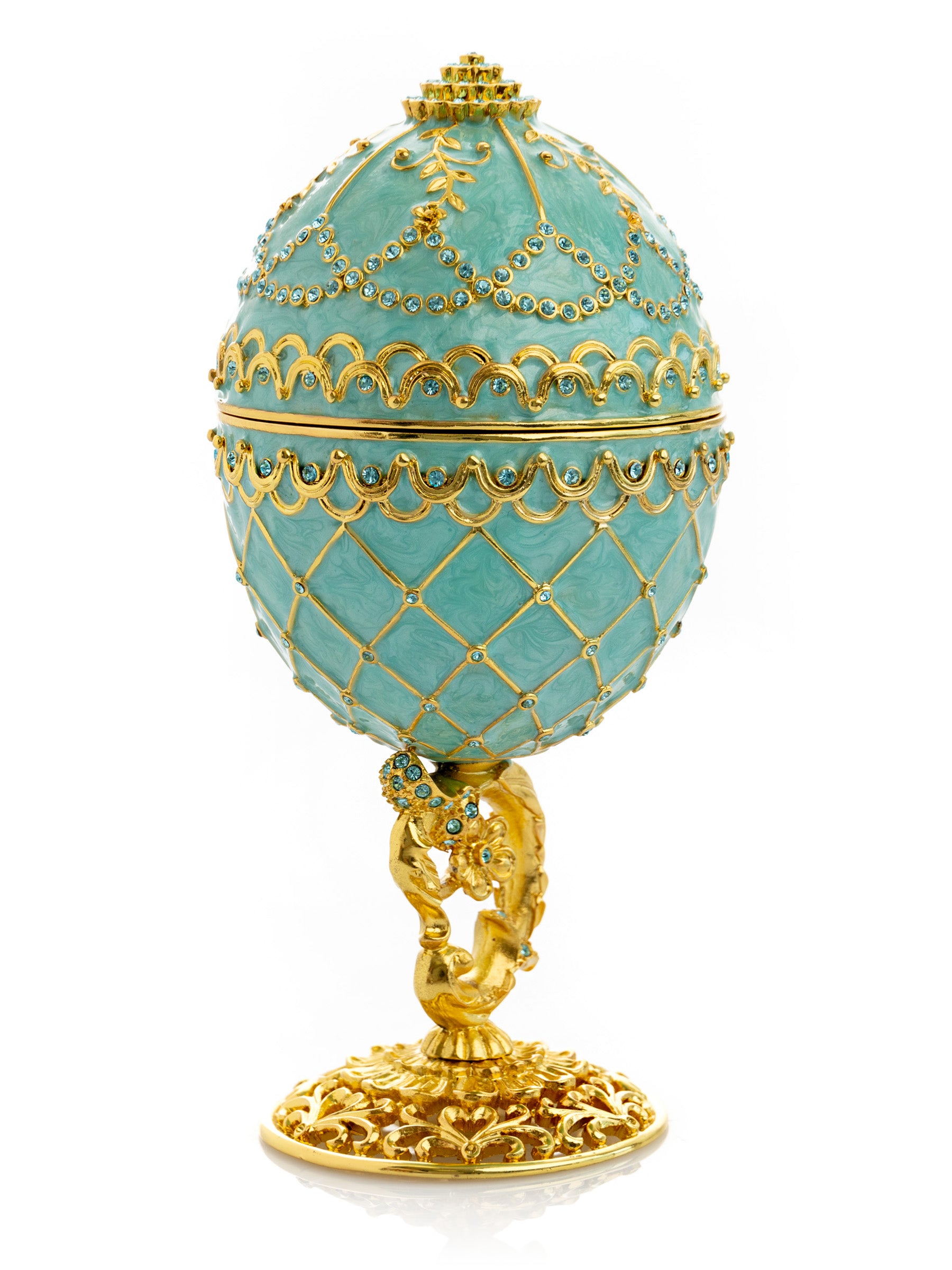 Gold & turquoise Egg with Royal Carriage