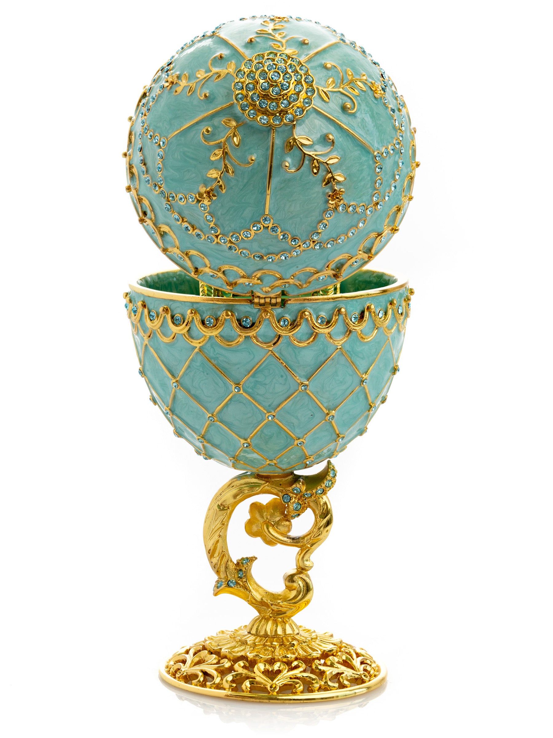 Gold & turquoise Egg with Royal Carriage