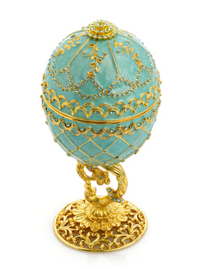 Gold & turquoise Egg with Royal Carriage