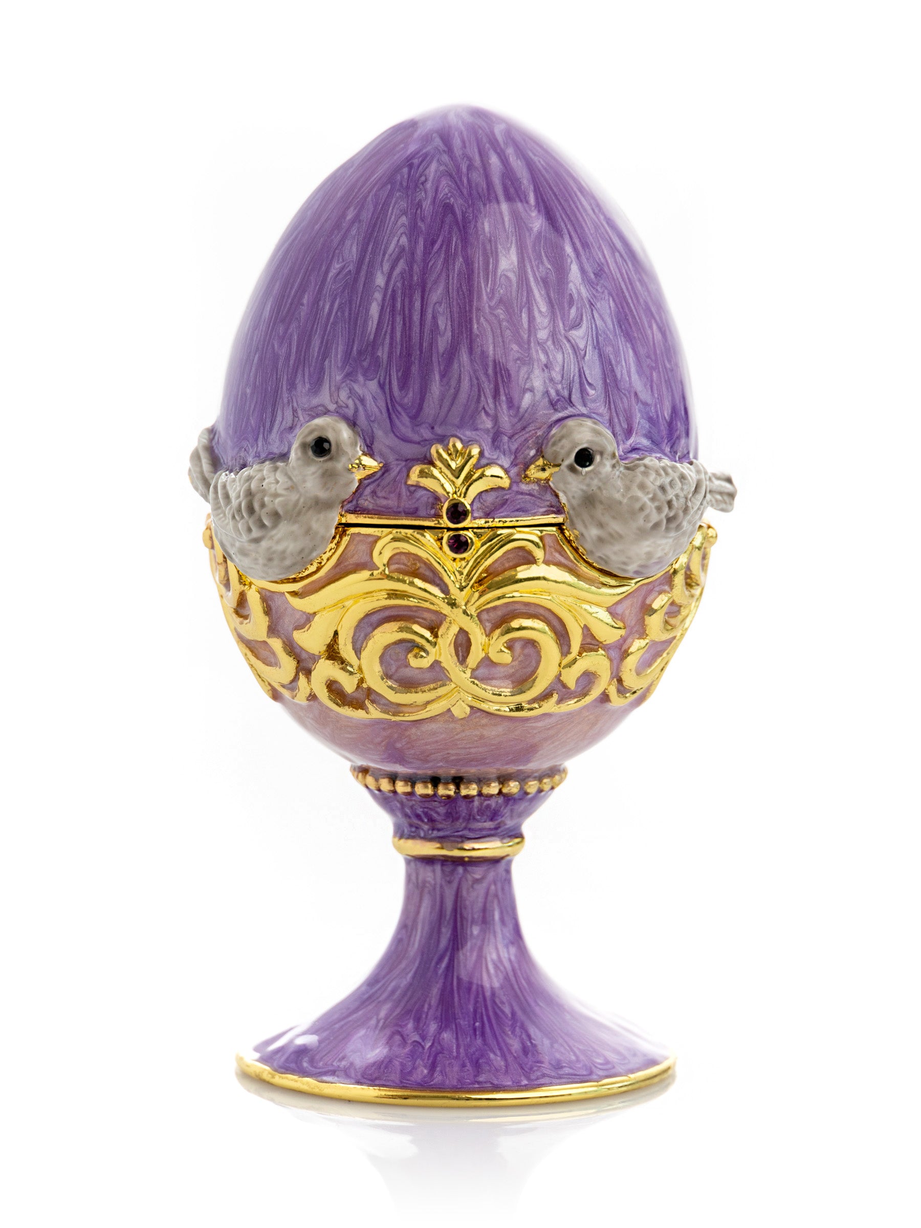 Purple Egg with two Gold love doves