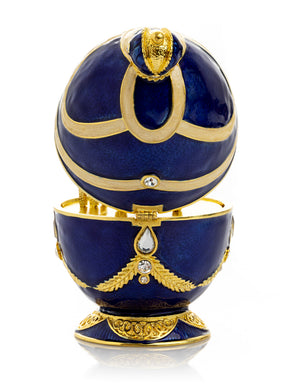 Keren Kopal Blue Faberge Egg with Golden Piano Surprise