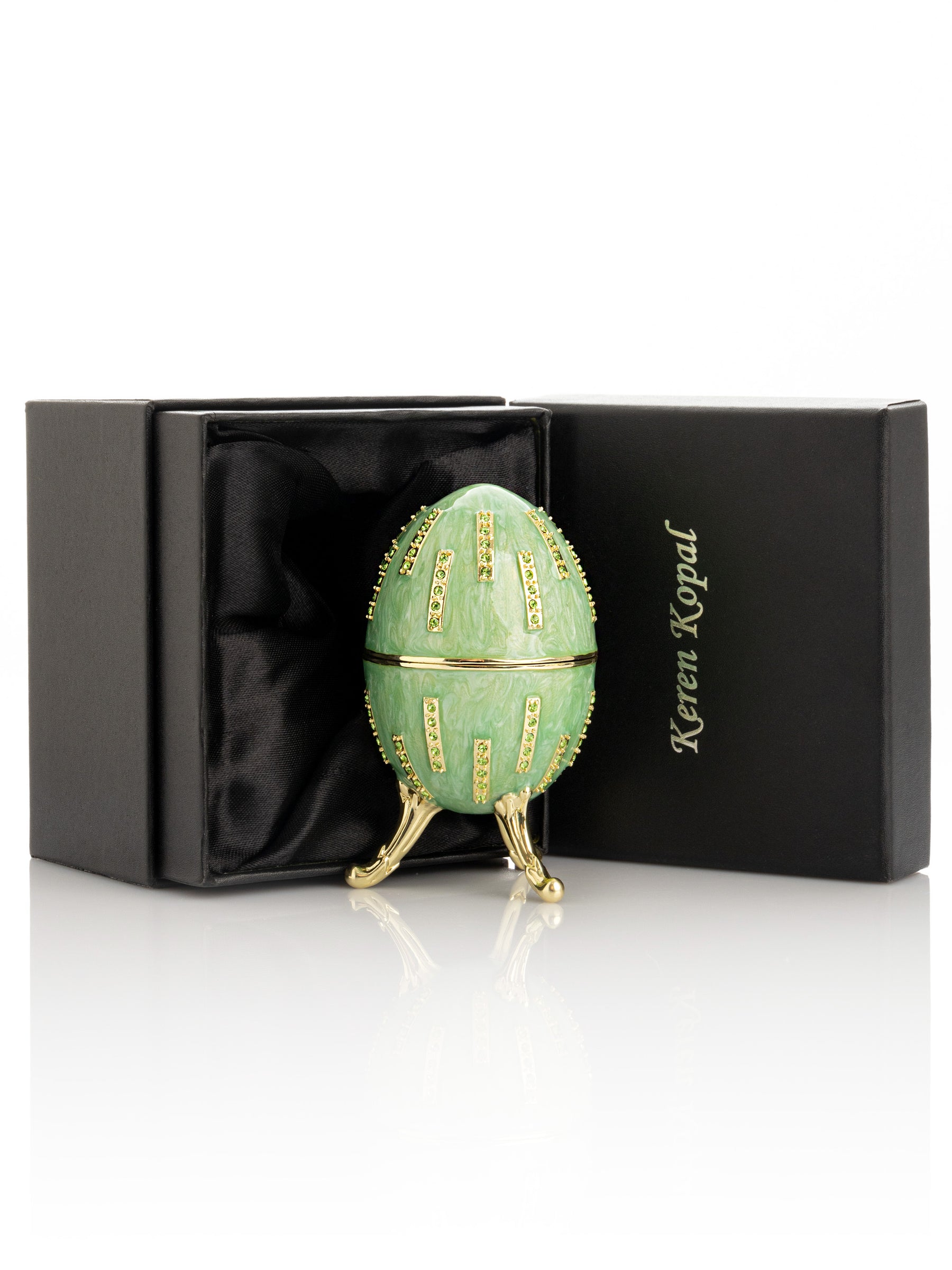 Keren Kopal Green Easter Egg with Flowers Hidden compartment