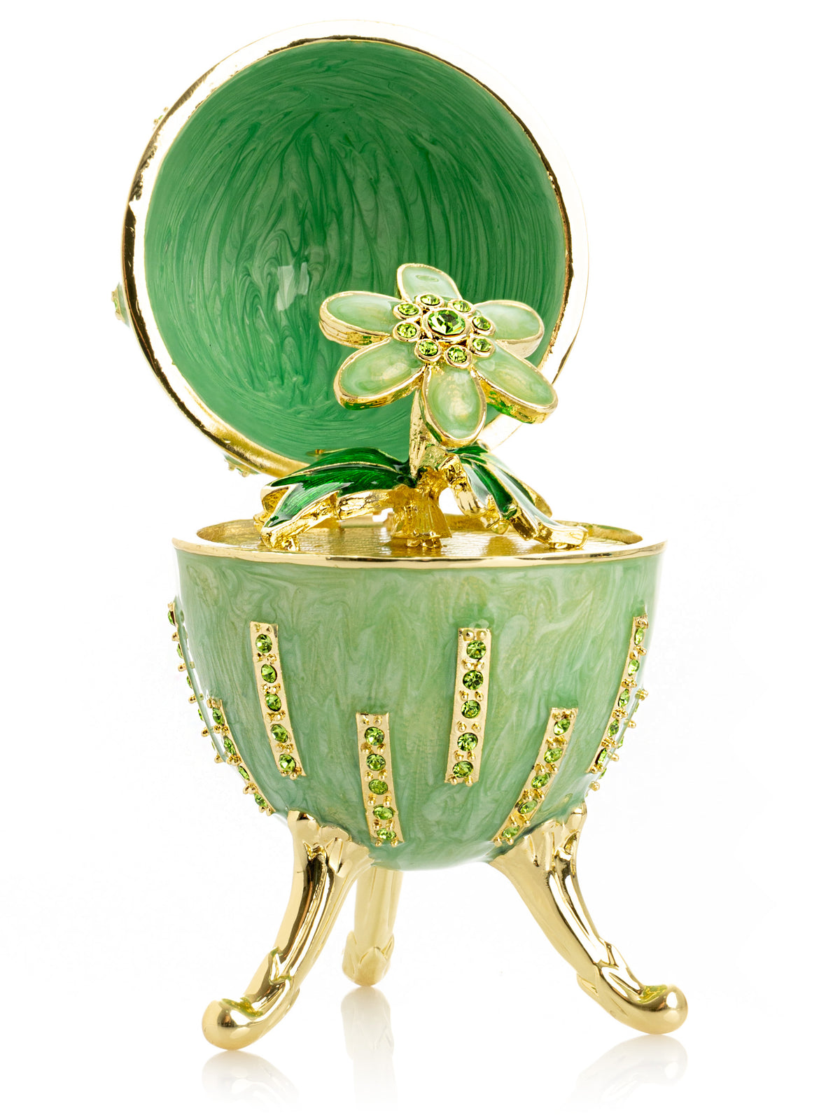 Keren Kopal Green Easter Egg with Flowers Hidden compartment