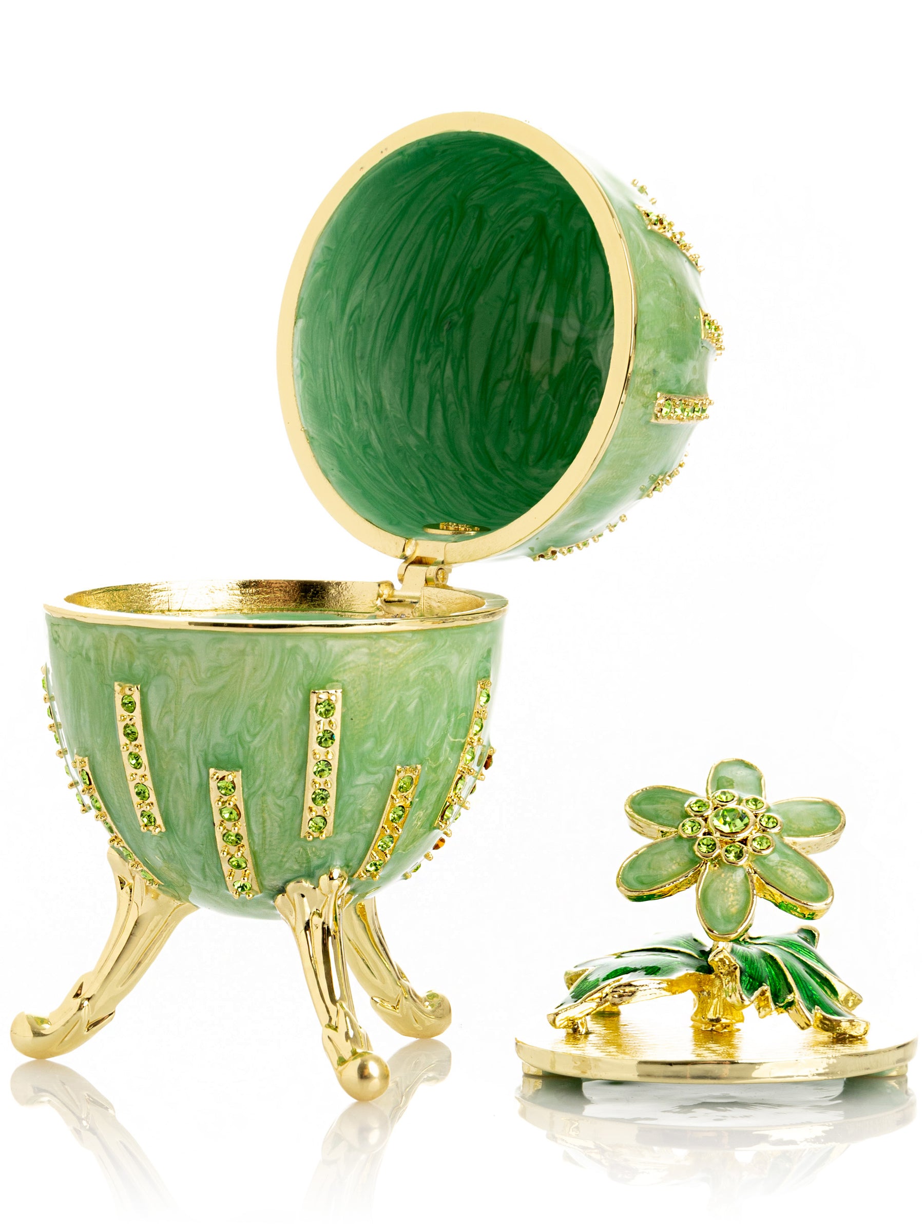 Keren Kopal Green Easter Egg with Flowers Hidden compartment