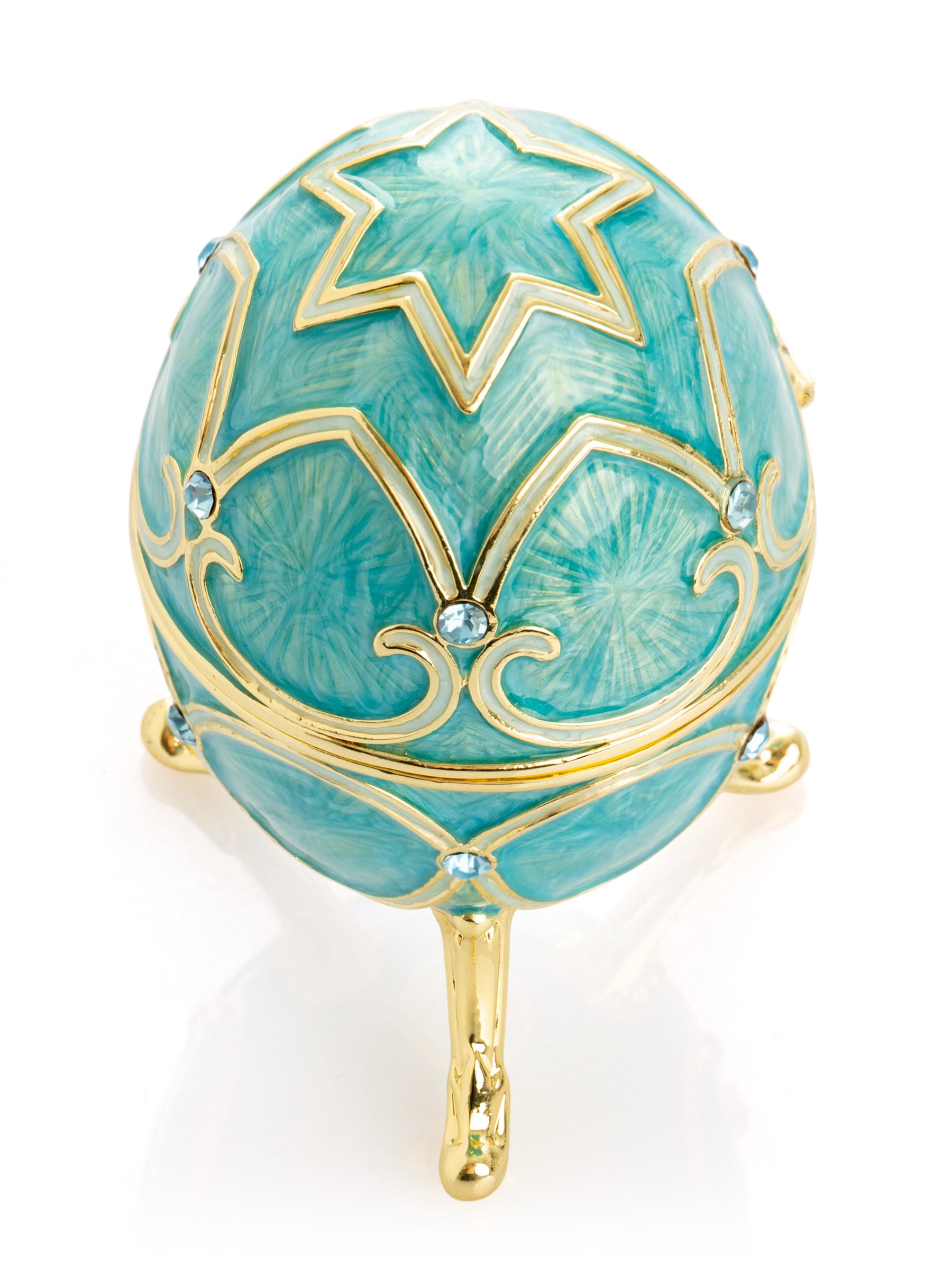 Keren Kopal Turquoise Easter Egg with Cat Hidden compartment