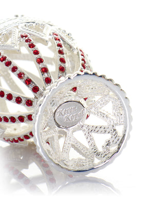 Keren Kopal Silver Easter Egg with Red Crystals & Hearts