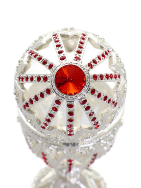 Keren Kopal Silver Easter Egg with Red Crystals & Hearts