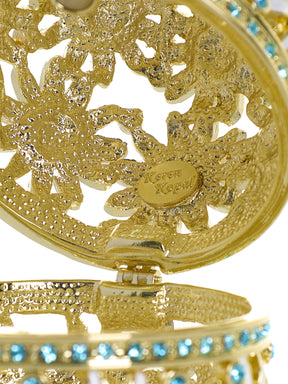 Keren Kopal Gold Easter Egg with Blue and White Flowers