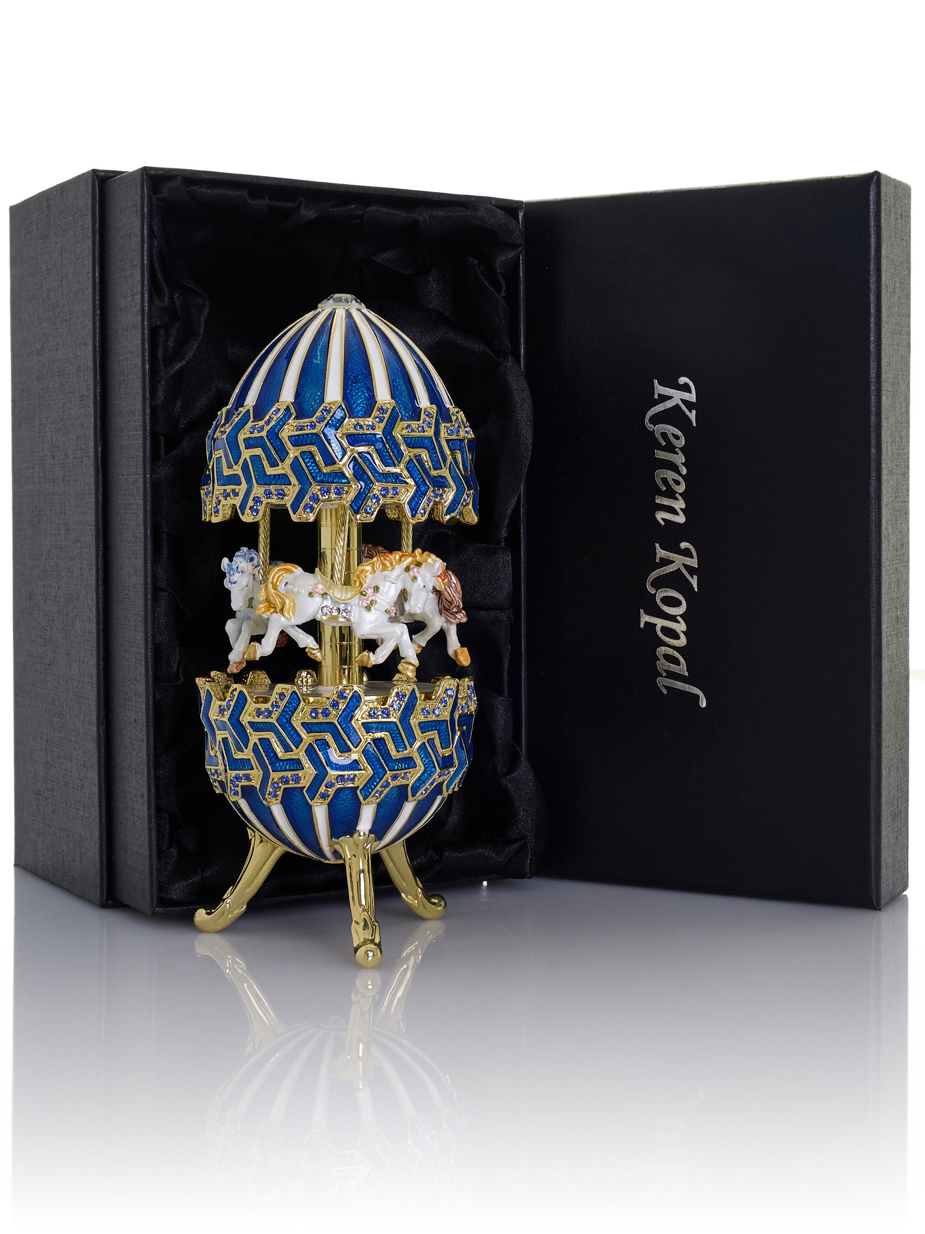 Keren Kopal Blue Wind up Horse Carousel