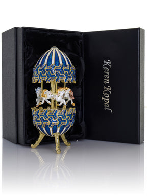 Keren Kopal Blue Wind up Horse Carousel