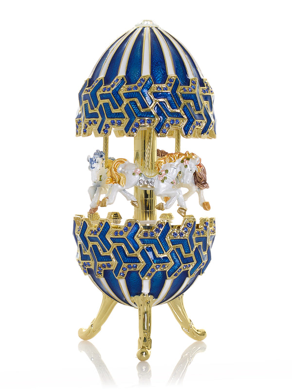 Blue Wind up Horse Carousel