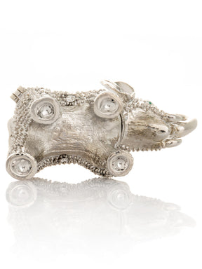 Keren Kopal Silver Elephant with Green Eyes
