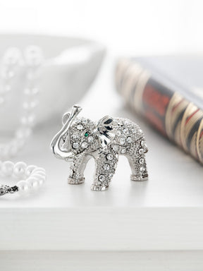 Silver Elephant with Green Eyes