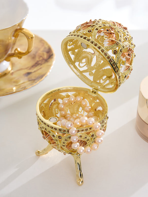 Golden Easter Egg decorated with Horses