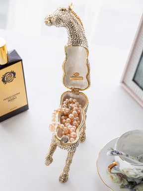 Keren Kopal Large Golden Horse Decorated with White Crystals