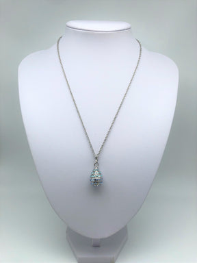 Keren Kopal Silver Egg with blue crystals Pendant Necklace