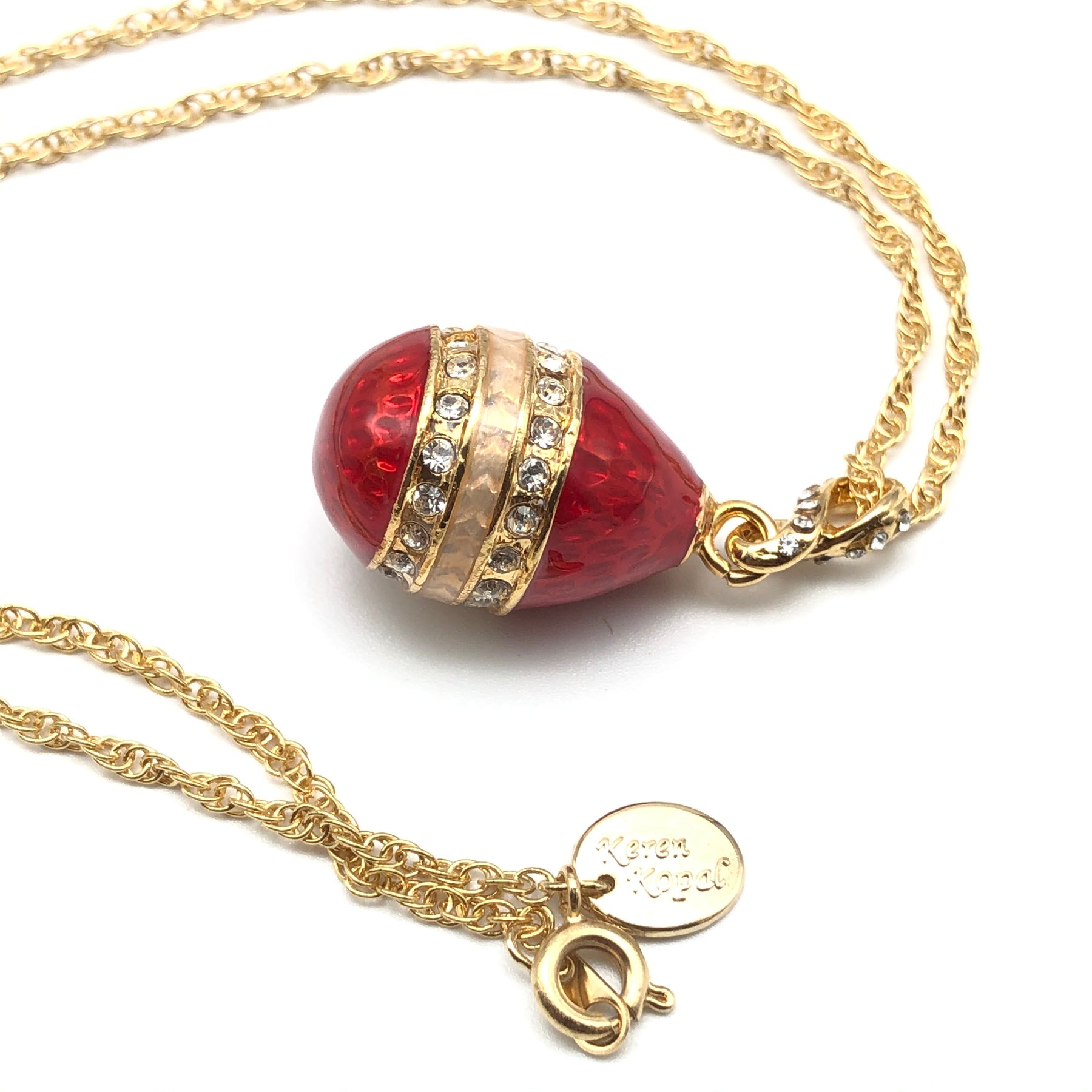 Keren Kopal Red & Gold Egg Pendant Necklace