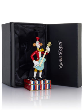 Musical Circus Clown with Turquoise Guitar Trinket Box