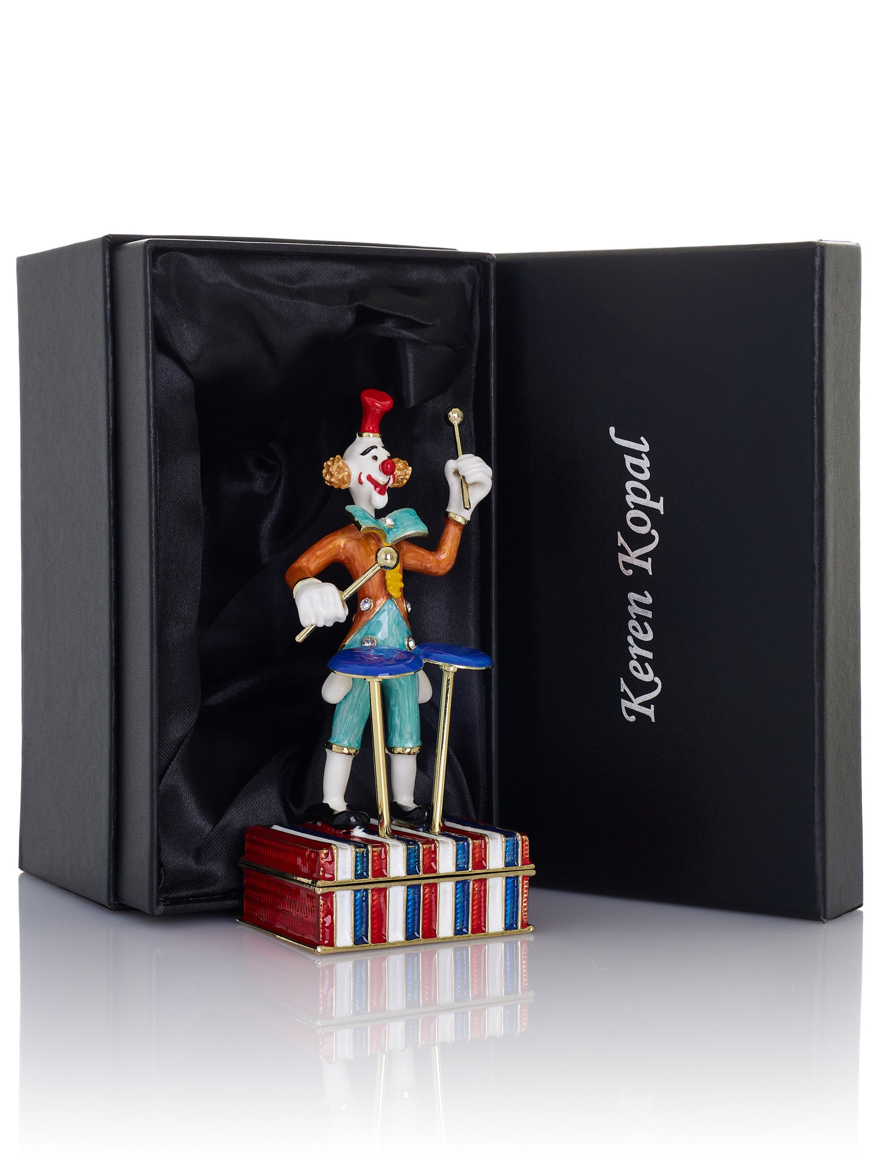 Musical Circus Clown with Timpani Drums Trinket Box