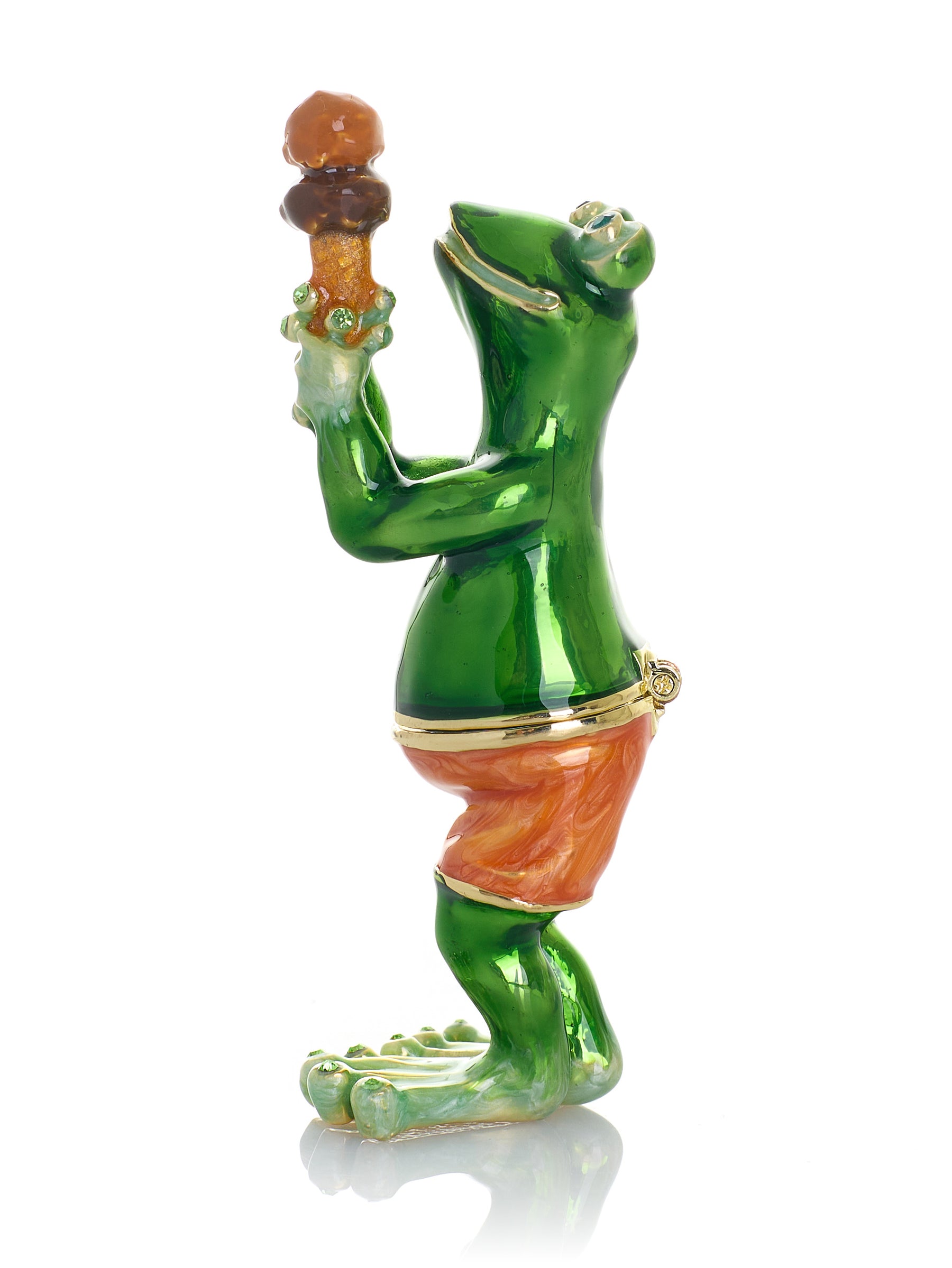 Frosch beim Essen einer Schokoladen-Eistüte Schmuckkästchen