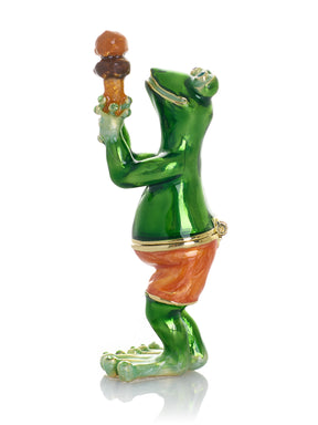 Frosch beim Essen einer Schokoladen-Eistüte Schmuckkästchen