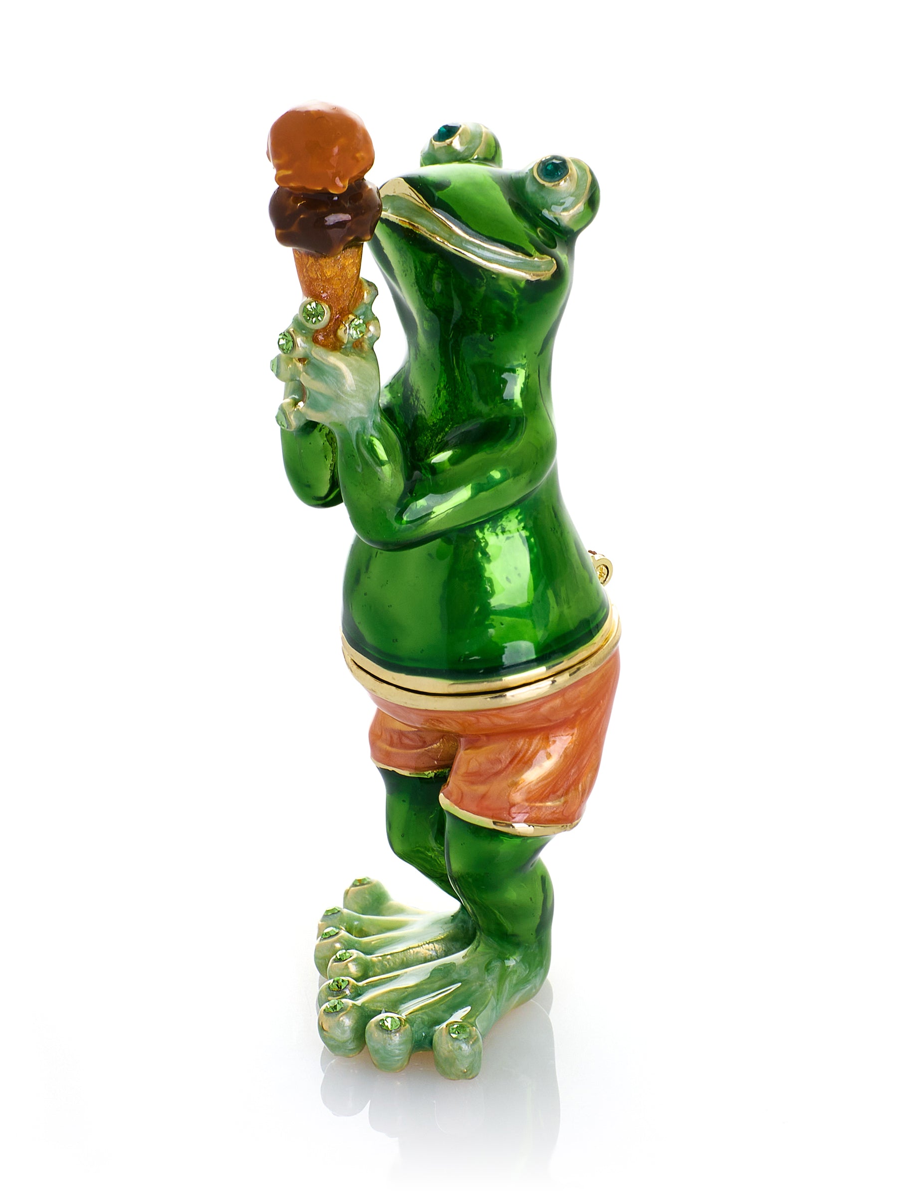 Frosch beim Essen einer Schokoladen-Eistüte Schmuckkästchen