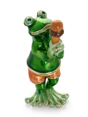 Frosch beim Essen einer Schokoladen-Eistüte Schmuckkästchen