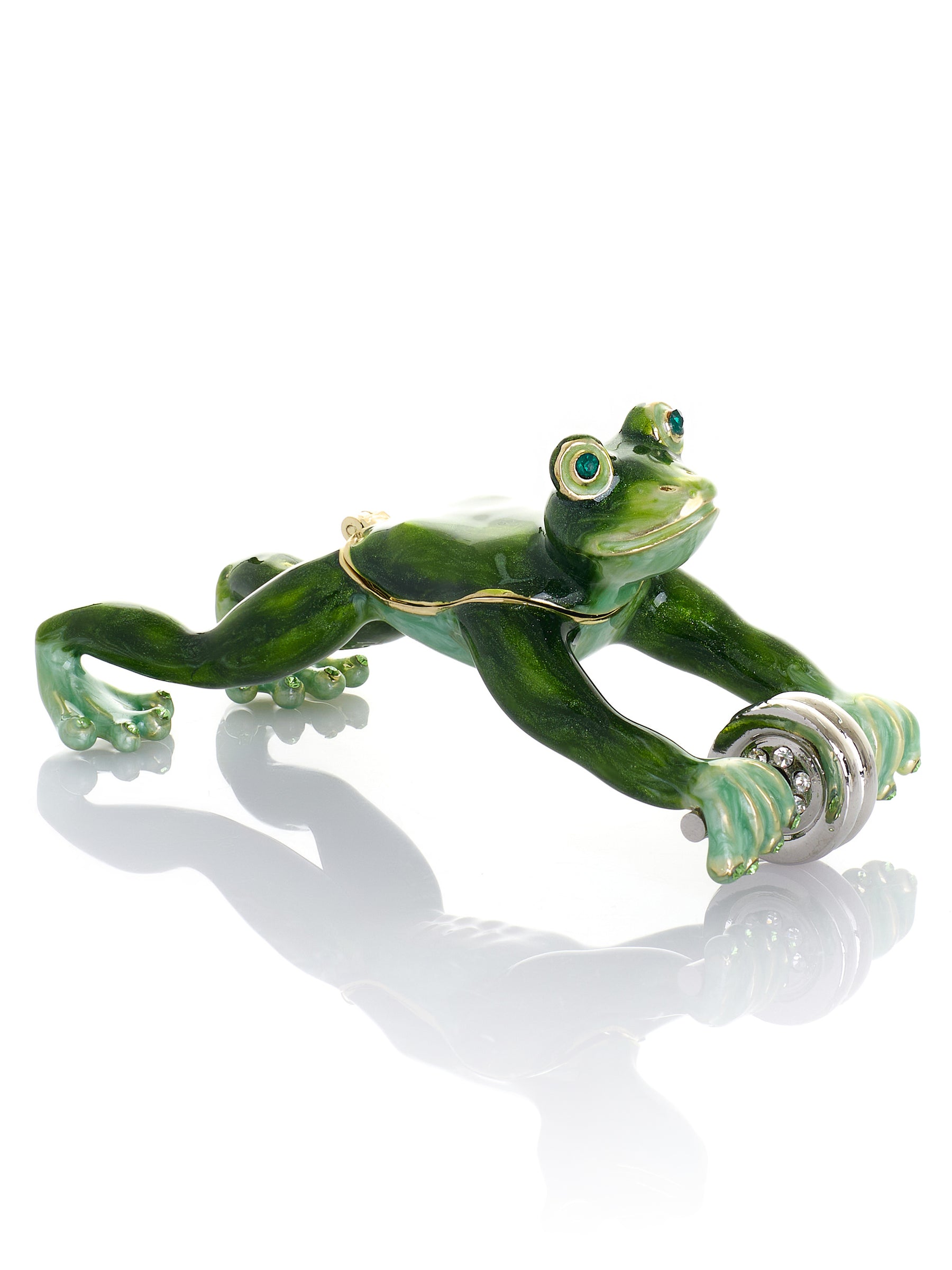 Frosch beim Training mit Ab-Roller Schmuckkästchen