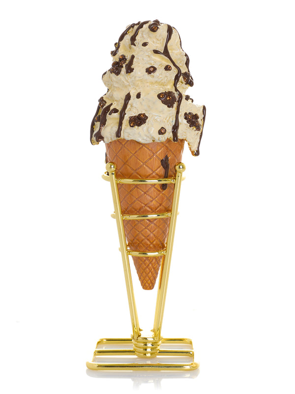Cookies & Cream Eistüte mit geschmolzenem dunklem Schokoladenfudge-Drizzle Schmuckkästchen