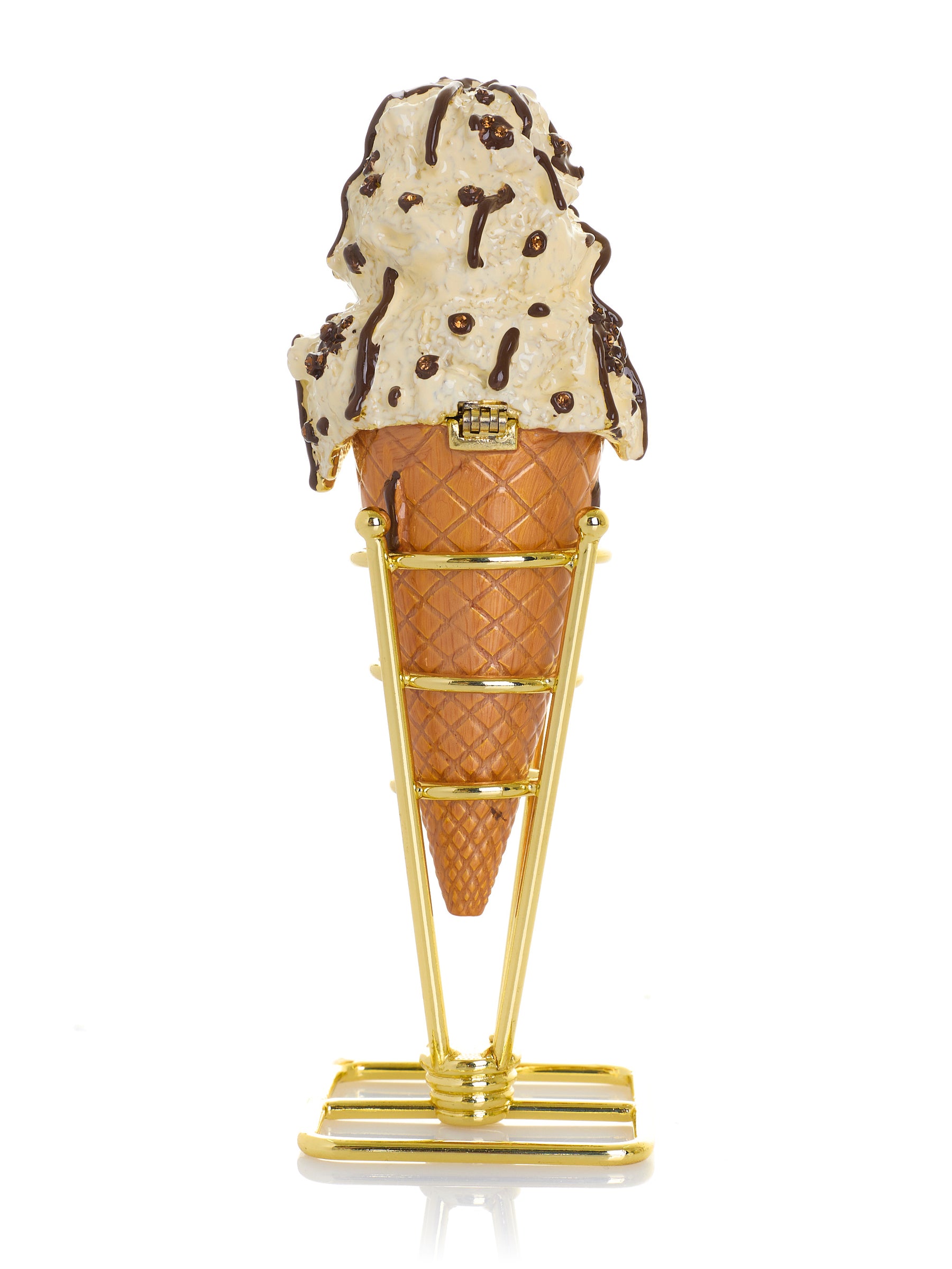 Cookies & Cream Eistüte mit geschmolzenem dunklem Schokoladenfudge-Drizzle Schmuckkästchen