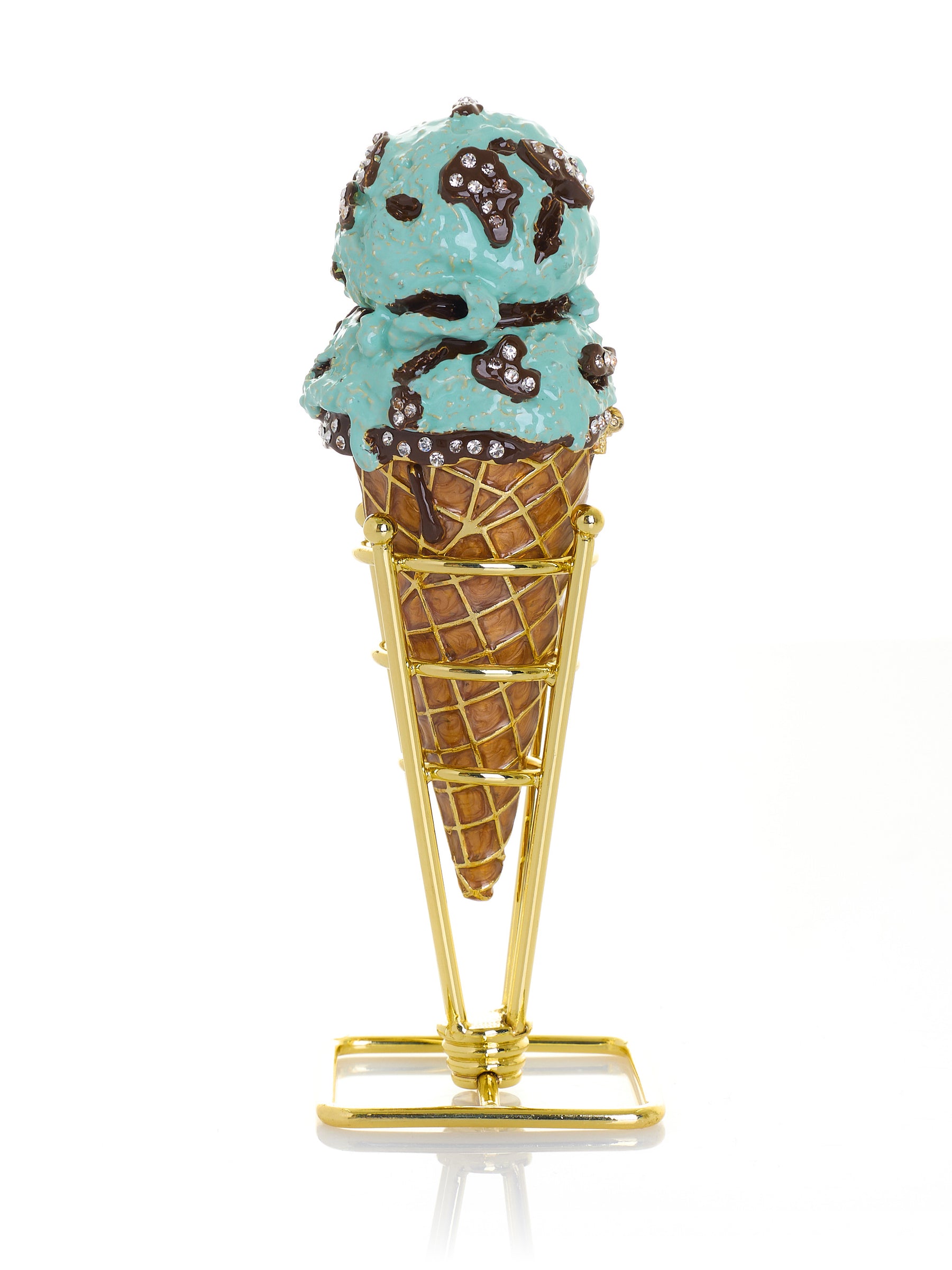 Summer Special Mint Chocolate Chip Ice Cream Cone Trinket Box