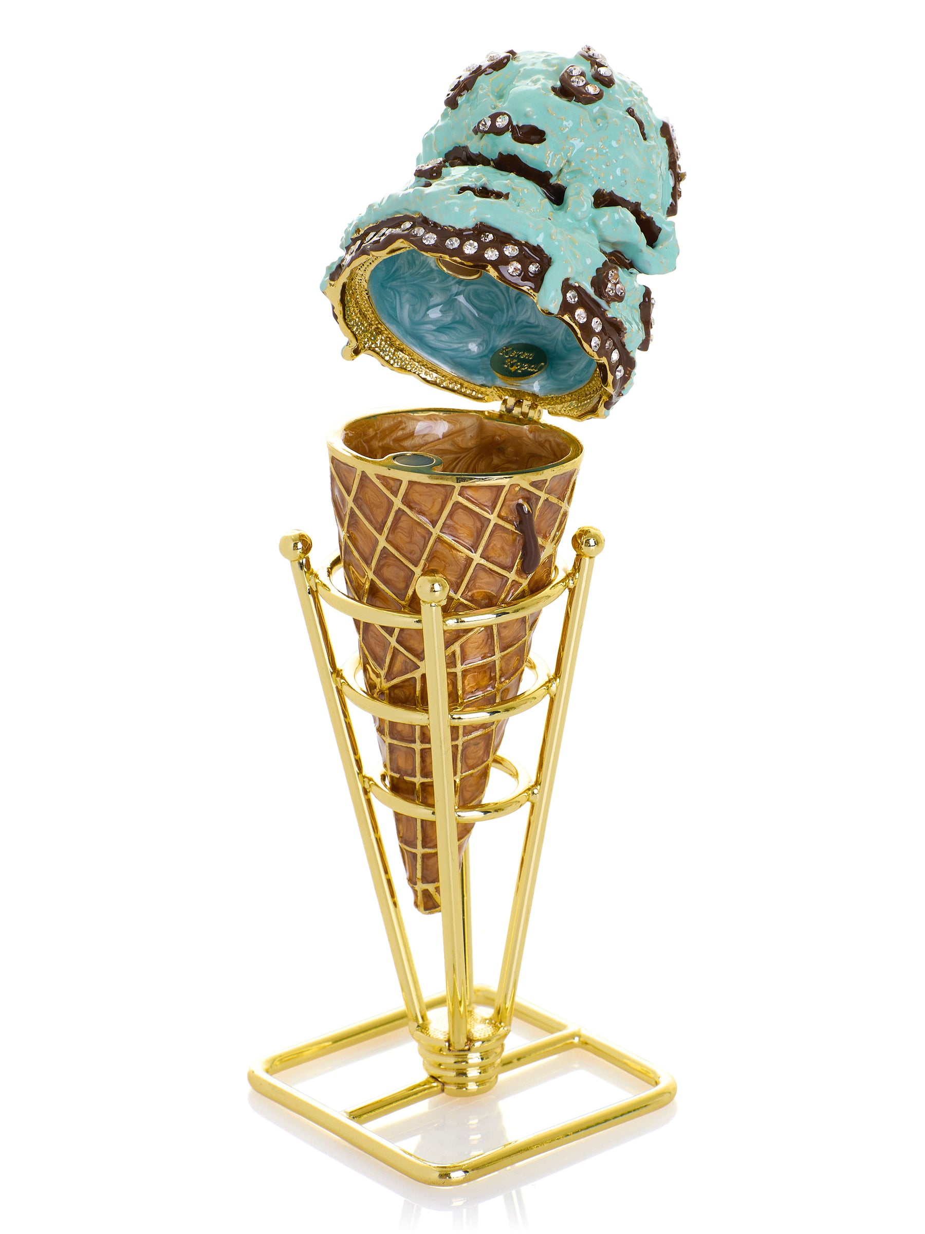Summer Special Mint Chocolate Chip Ice Cream Cone Trinket Box