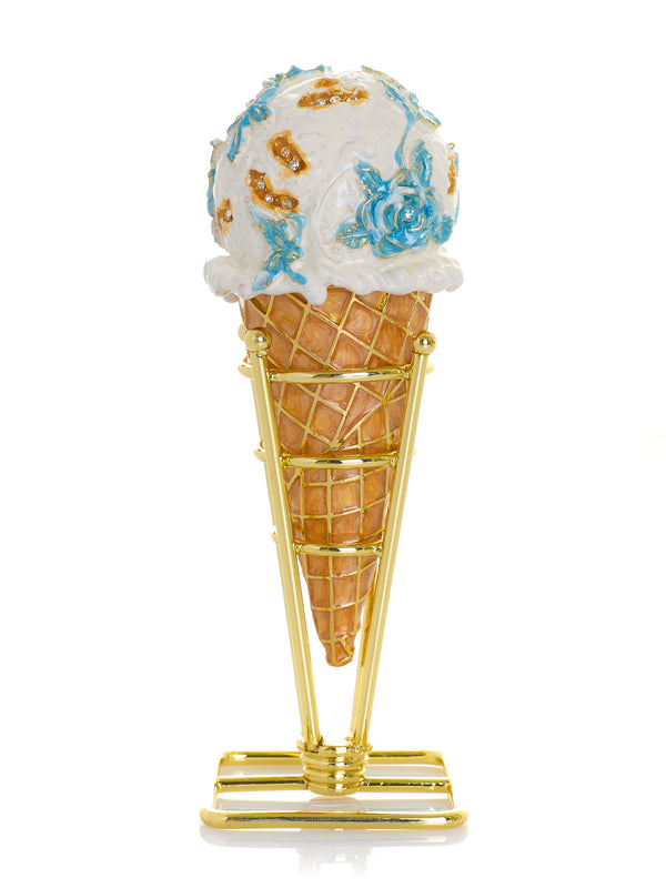 Blaue Rosen Chintz Eistüten-Schmuckkästchen
