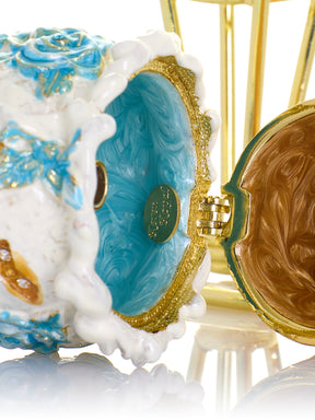 Blue Rose Chintz Ice Cream Cone Trinket Box