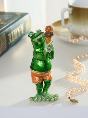 Frosch beim Essen einer Schokoladen-Eistüte Schmuckkästchen