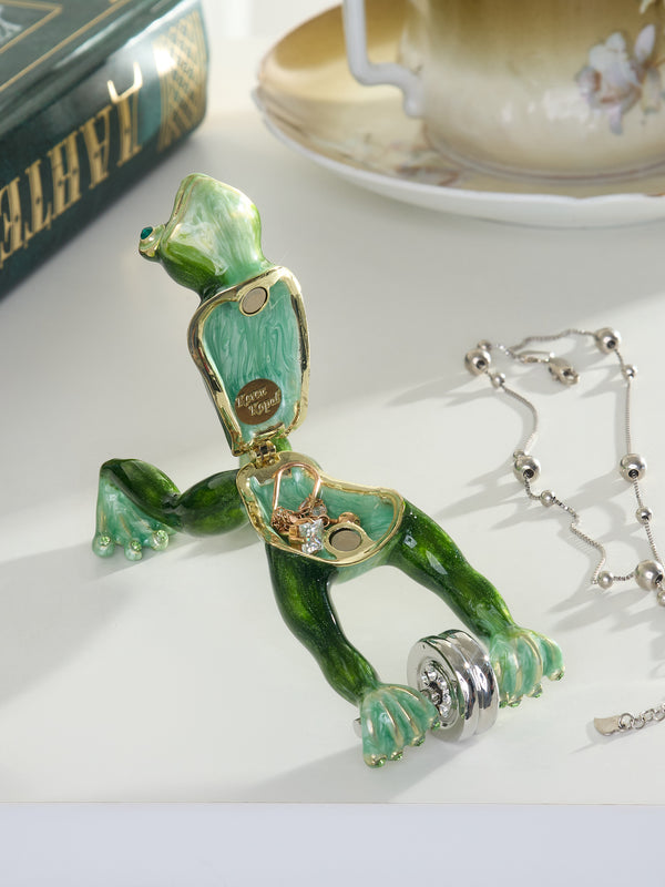 Frosch beim Training mit Ab-Roller Schmuckkästchen