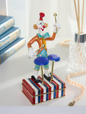 Musical Circus Clown with Timpani Drums Trinket Box