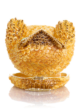 Gold and Brown Owl Armchair Trinket Box