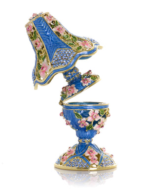 Royal Blue Classic Lamp Decorated with Pink Flowers