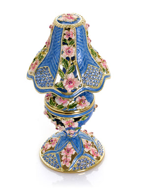 Royal Blue Classic Lamp Decorated with Pink Flowers