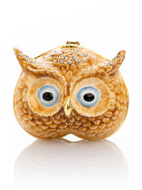Keren Kopal Brown Owl face trinket box