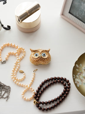 Keren Kopal Brown Owl face trinket box