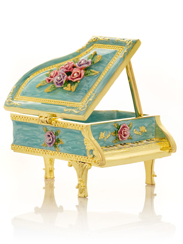 Turquoise Piano with Flowers
