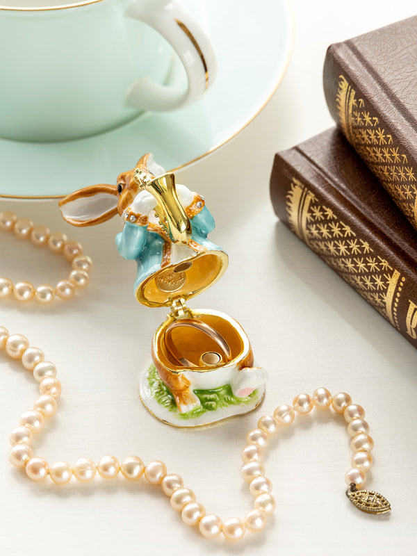 Rabbit Playing The Saxophone Trinket Box
