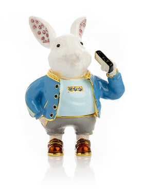Keren Kopal Businessman Rabbit with Cellphone Trinket Box