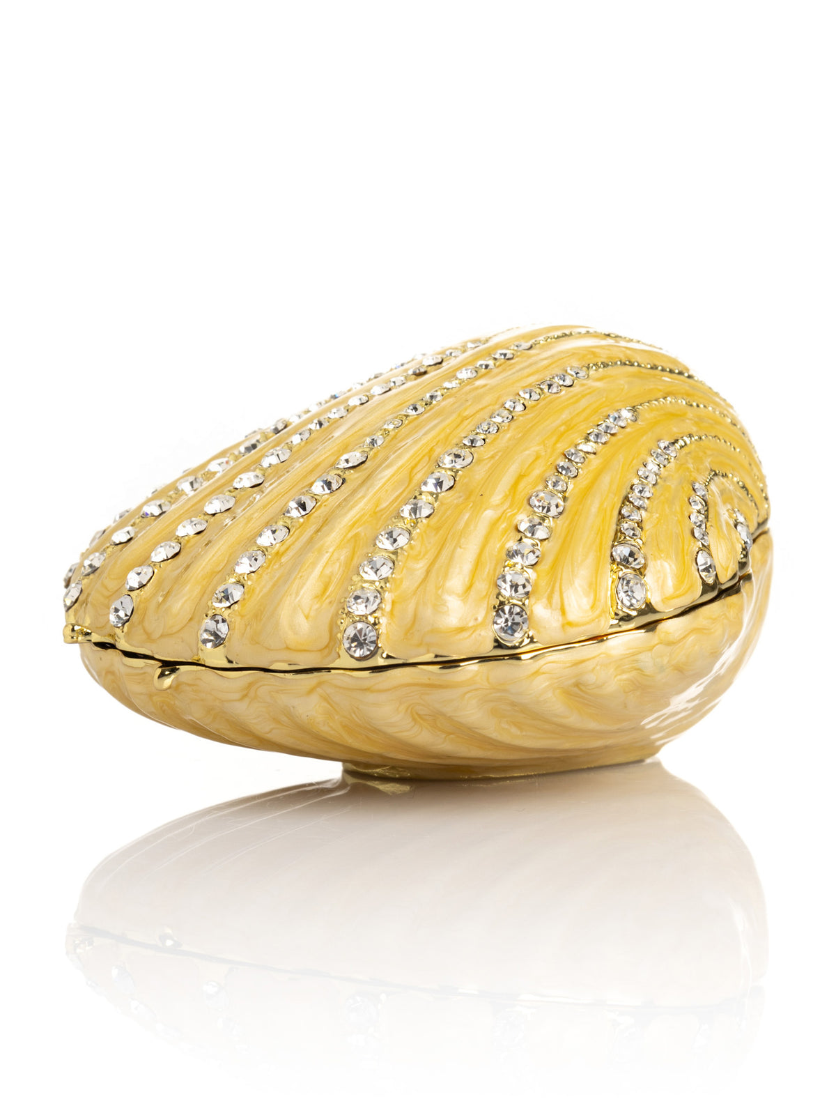 Golden Sea Shell with Crystals Trinket Box