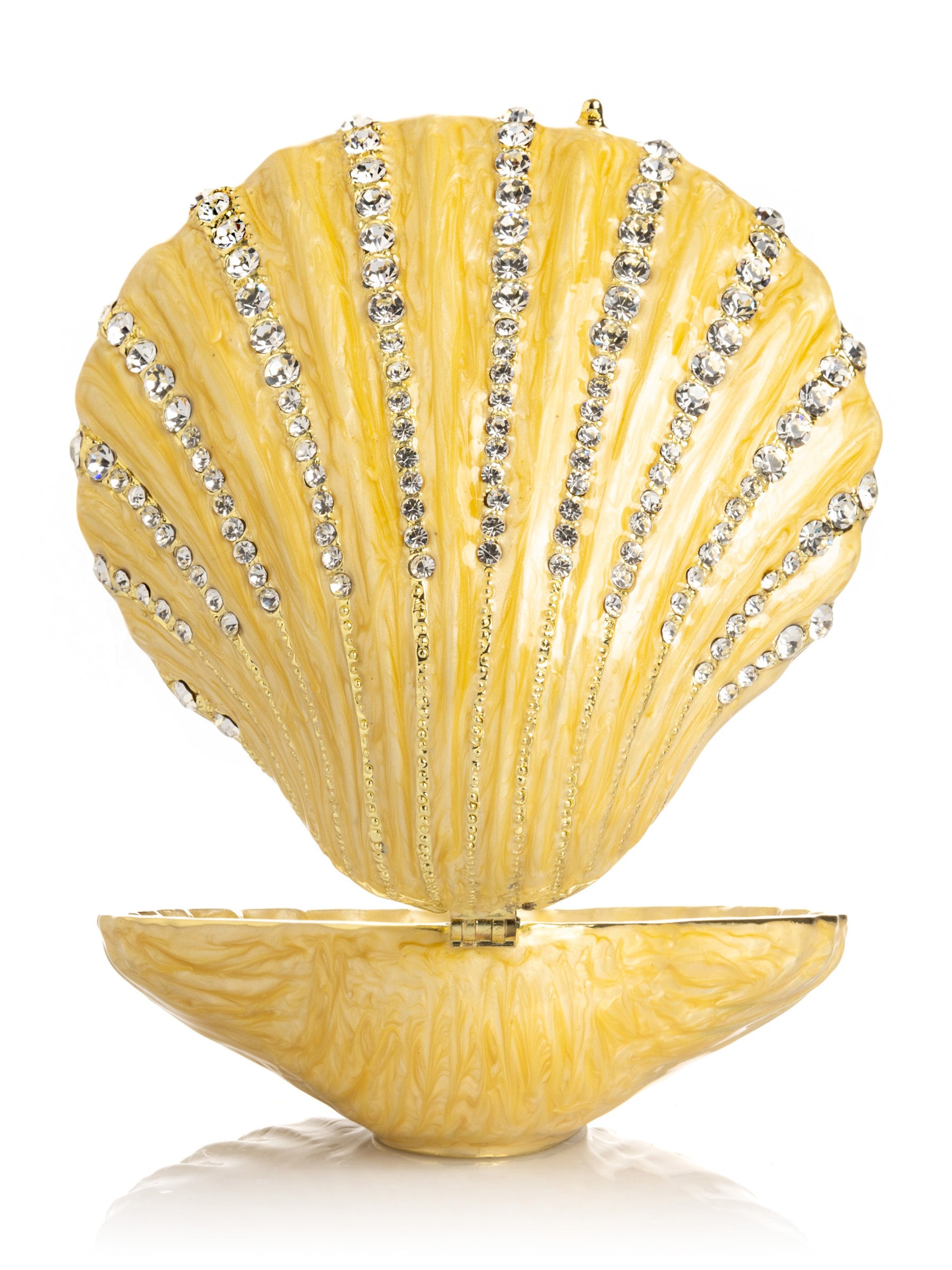 Golden Sea Shell with Crystals Trinket Box