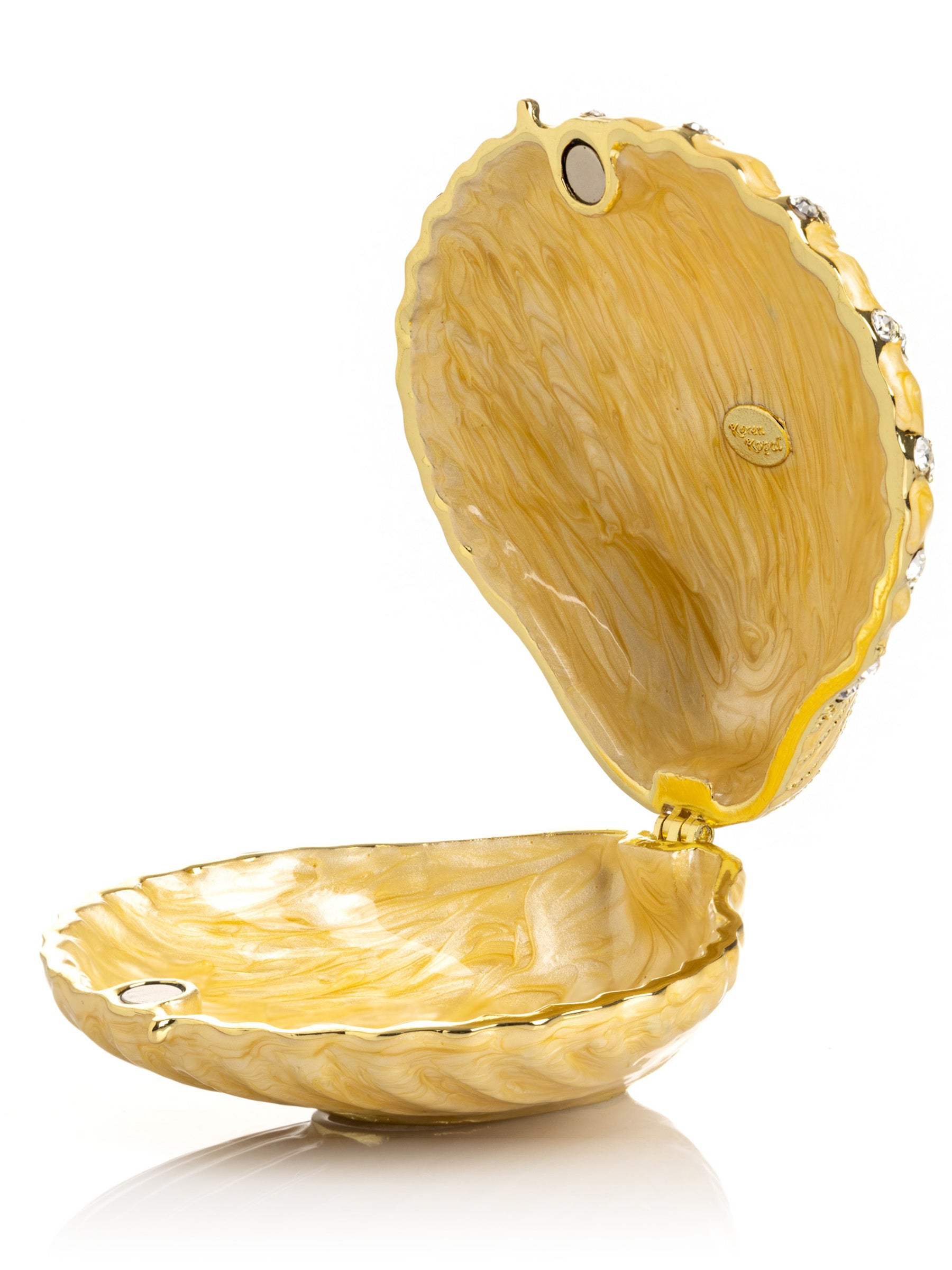 Golden Sea Shell with Crystals Trinket Box