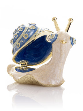 Keren Kopal Gold & Blue Jeweled Snail Trinket Box