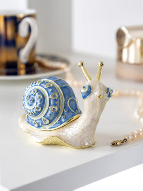 Gold & Blue Jeweled Snail Trinket Box